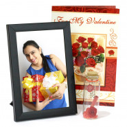 Delightfully Elegant - Personalized Photo Frame, Messages In A Bottle With Rose & Valentine Greeting Card
