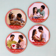 Personalized Round Tea Coaster 4 Pcs and Card
