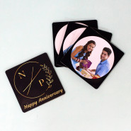 Personalized Anniversary Tea Coaster 4 Pcs and Card
