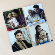 Personalized Square Tea Coaster 4 Pcs with Photo and Card