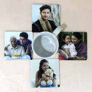 Personalized Square Tea Coaster 4 Pcs, Personalized White Mug and Card