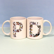 Personalized Couples Alphabet Letters Photo Collage Mugs and Card