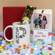 Photo Mug & Ferrero - Personalized Alphabet Letter Photo Mug, Ferrero Rocher 4 Pcs, Personalized Card and Premium Box (M)