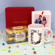 Photo Mug Rocher - Personalized Alphabet Letter Photo Mug, Ferrero Rocher 16 Pcs, Personalized Card and Premium Box (M)