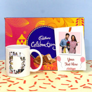 Photo Mug Cadbury - Personalized Alphabet Letter Photo Mug, Cadbury Celebrations and Personalized Card