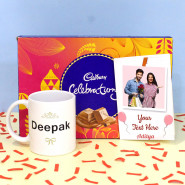 Photo Mug Cadbury - Personalized Alphabet Letter Photo Mug, Cadbury Celebrations and Personalized Card