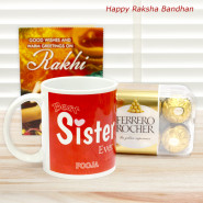 Best Sister Ever Personalized Mug, Ferrero Rocher 16 Pcs and Card