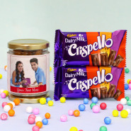 Appealing Choice - Almond in Personalized Jar, 2 Dairy Milk Crispello and Card