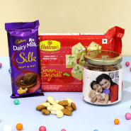 Something Special - Soan Papdi, Almond & Cashew in Personalized Jar, Dairy Milk Silk and Card