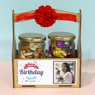 Adorably Tempting - Almond & Cashew in Jar, Handmade Chocolates in Jar, Decorative Personalized Tray and Card