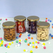 Classic Satisfaction - Almond in Jar, Cashew in Jar, 10 Dairy Milk in Jar, 5 Kit Kat in Jar and Card