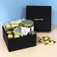 Alluringly Joyous - Almond & Cashew in Personalized Jar, Ferrero Rocher 16 Pcs, Premium Gift Box (B) and Card