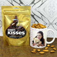 Enchanting Treat - Hershey's Kisses Milk Chocolate, Almond, Personalized Photo Mug and Card