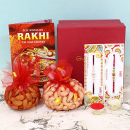 Dryfruit Pouch - Almond in Pouch, Cashew in Pouch with 2 Rakhi and Roli-Chawal