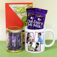 Exquisite and Delicious - 10 Dairy Milk in Personalized Jar, 2 Dairy Milk, Personalized Photo Mug and Card