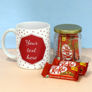 Memorable Delight - 7 Kit Kat in Jar, Personalized Photo Mug and Card