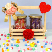 Choco Treat - 10 Dairy Milk in Jar, 5 Kit Kat in Jar, Decorative Wooden Tray and Card