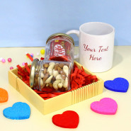 Pleasant Savory - Almond & Cashew in Jar, 5 Kit Kat in Jar, Personalized Photo Mug, Wooden Tray and Card