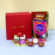 Delightful Festival - Mix Bite, Mini Celebrations with 2 Diyas, Laxmi-Ganesha Coin and Premium Gift Box (M)