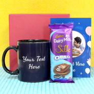 Mug N Silk Combo - Dairy Milk Silk Oreo, Personalized Black Mug, Personalized Card and Premium Box (M)
