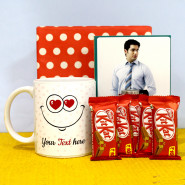 Kitkat Delight - 5 Kit Kat, Personalized White Mug, Personalized Card and Premium Box (P)
