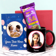 Silky Mug - Dairy Milk Silk Rosted Almond, Personalized Black Mug, Personalized Card and Premium Box (M)