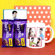 Crackle Treat - 2 Dairy Milk Crackle, Personalized White Mug, Personalized Card and Premium Box (P)