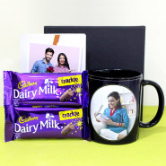 Crackle & Mug - 2 Dairy Milk Crackle, Personalized Birthday Black Mug, Personalized Card and Premium Box (B)