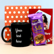 Mug With Fruit & Nut - Dairy Milk Silk Fruit n Nut, Personalized Black Mug, Personalized Card and Premium Box (P)