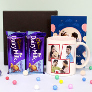Personalized Treat - 2 Dairy Milk Butterscotch, Personalized White Mug, Personalized Card and Premium Box (B)