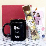 Chocolaty Joy - Ferrero Rocher 4 Pcs, Personalized Black Mug, Personalized Card and Premium Box (M)