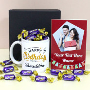 Chocolairs Treat - Cadbury Chocolairs, Birthday Personalized White Mug, Personalized Card and Premium Box (B)