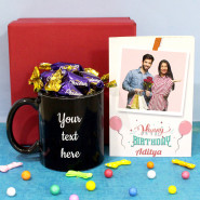 Chocolairs Mug - Cadbury Chocolairs, Personalized Black Mug, Personalized Birthday Card and Premium Box (M)