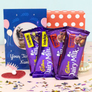 Crackle N Nutty Combo - 2 Dairy Milk Crackle, 2 Dairy Milk Fruit & Nut, Personalized Card and Premium Box (P)