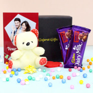 Love of Friendship - 2 Dairy Milk Fruit & Nut, Small Teddy, Personalized Card and Premium Box (B)