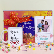 Awesome Love - Cadbury Celebrations, Custom Couples Name Personalized White Mug and Personalized Birthday Card