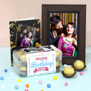 Special Personalize Treat - Happy Birthday Personalized Ferrero Rocher 16 Pcs, Photo Farme and Personalized Card