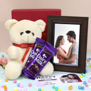 Superb Memories - Teddy 6 inch, Photo Farme, 2 Dairy Milk, Personalized Birthday Card and Premium Box (M)