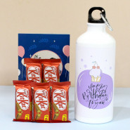 Sipper Bottle with Kitkat - 5 Kit Kat, Happy Birthday Personalized Sipper Bottle and Personalized Card