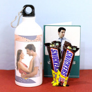 Bottle Snickers Chocolate Combo - 2 Snickers, Personalized Sipper Bottle and Personalized Card