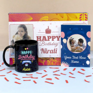 Birthday Surprise - Birthday Personalized Cadbury Celebrations, Personalized Birthday Black Mug and Personalized Card
