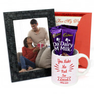 Charming and Lively - You Make Me Feel So Loved Personalized Mug, Personalized Photo Frame, 2 Dairy Milk & Valentine Greeting Card