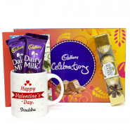 Dazzling Cute - Happy Valentines Day Personalized Mug, Cadbury Celebration, Ferrero Rocher 4 Pcs, 2 Dairy Milk & Valentine Greeting Card