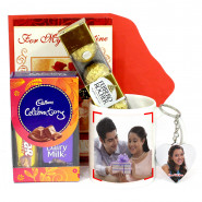 Grand and Graceful - Happy Valentines Day Personalized Mug, Photo Keychain, Mini Celebration, Ferrero Rocher 4 Pcs & Valentine Greeting Card