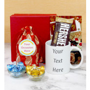 Creamy Mug - Hershey's Kisses Cookies & Cream, Hersheys Kisses Almond, Hershey's Creamy Milk Bar, Personalized Phot Mug, Potli (D), Premium Gift Box (M) and Card