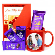 Fascinating and Pretty - Valentine Personalized Red Mug, Dairy Milk Silk, 3 Dairy Milk & Valentine Greeting Card