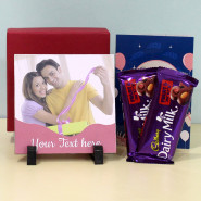 Nutty Celebrations - 2 Dairy Milk Fruit & Nut, Personalized Photo Tile, Personalized Card and Premium Box (M)