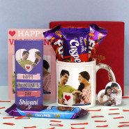 Cute Love Combo - Personalized Dairy Milk Silk Oreo, 2 Fuse, Crispello, Personalized White Mug, Photo Keychain, Personalized Card and Premium Box (M)
