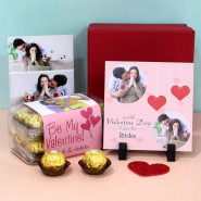 Personalized Valentine Combo - Personalized Ferrero Rocher 16 pcs, Valentine Personalized Photo Tile, Personalized Card and Premium Box (M)