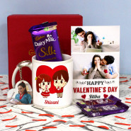 Romantic Love Hamper - Personalized White Mug, Photo Keychain, Dairy Milk Silk, 2 Dairy Milk, Personalized Card and Premium Box (M)